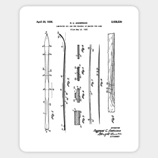 Skiing Skis Patent - Skier Ski Lodge Chalet Art - White Sticker